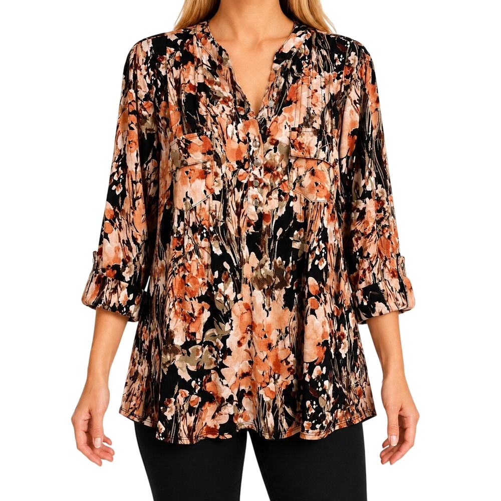 Cocomo Woman Plus Size 3X Super Stretchy Fall Harvest Winter Blouse Shirt Top